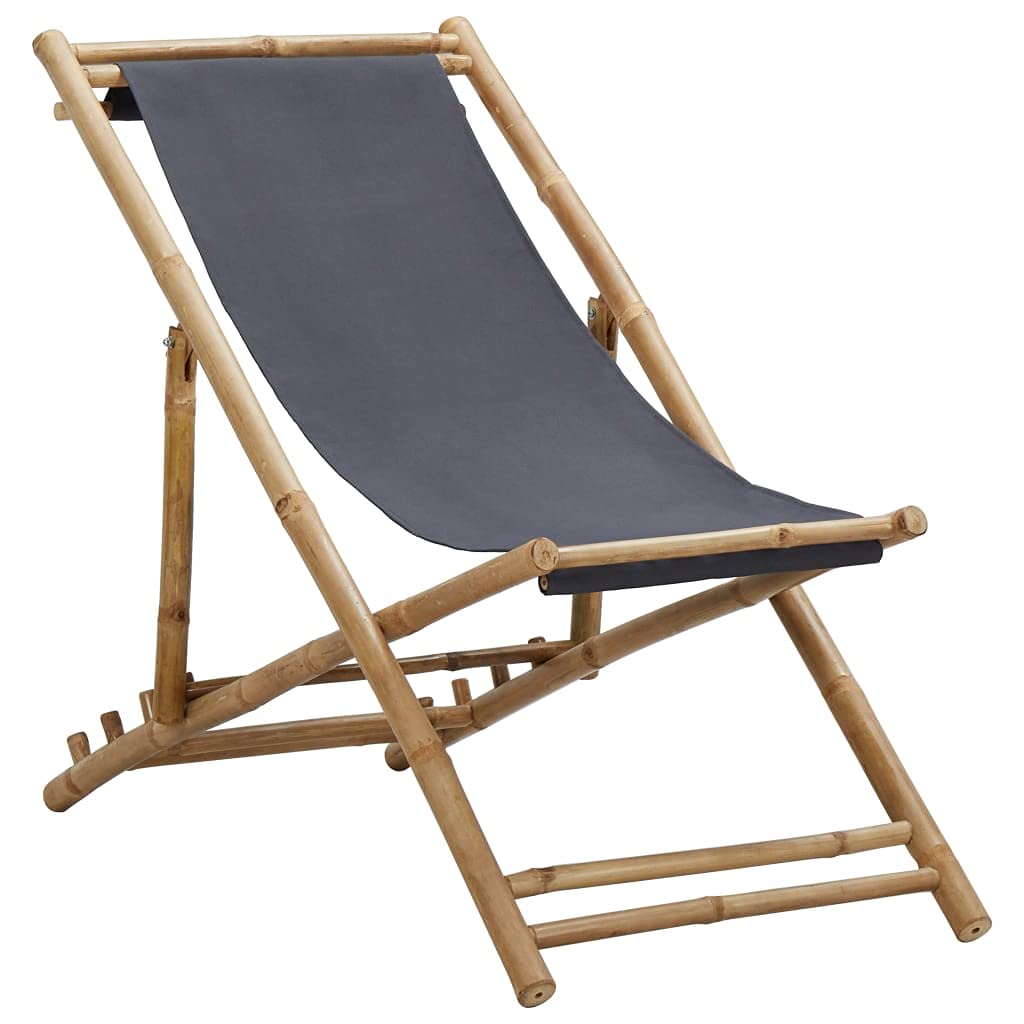Zero Gravity Reclining Lounge Chair - Folding Outdoor Sun Lounger for Beach, Poolside & Patio | Wood & Canvas Deck Chair for Relaxing in Garden, Balcony or Living Room | Perfect for Sunbathing, Reading & Napping (Bamboo Frame & Durable Fabric)
