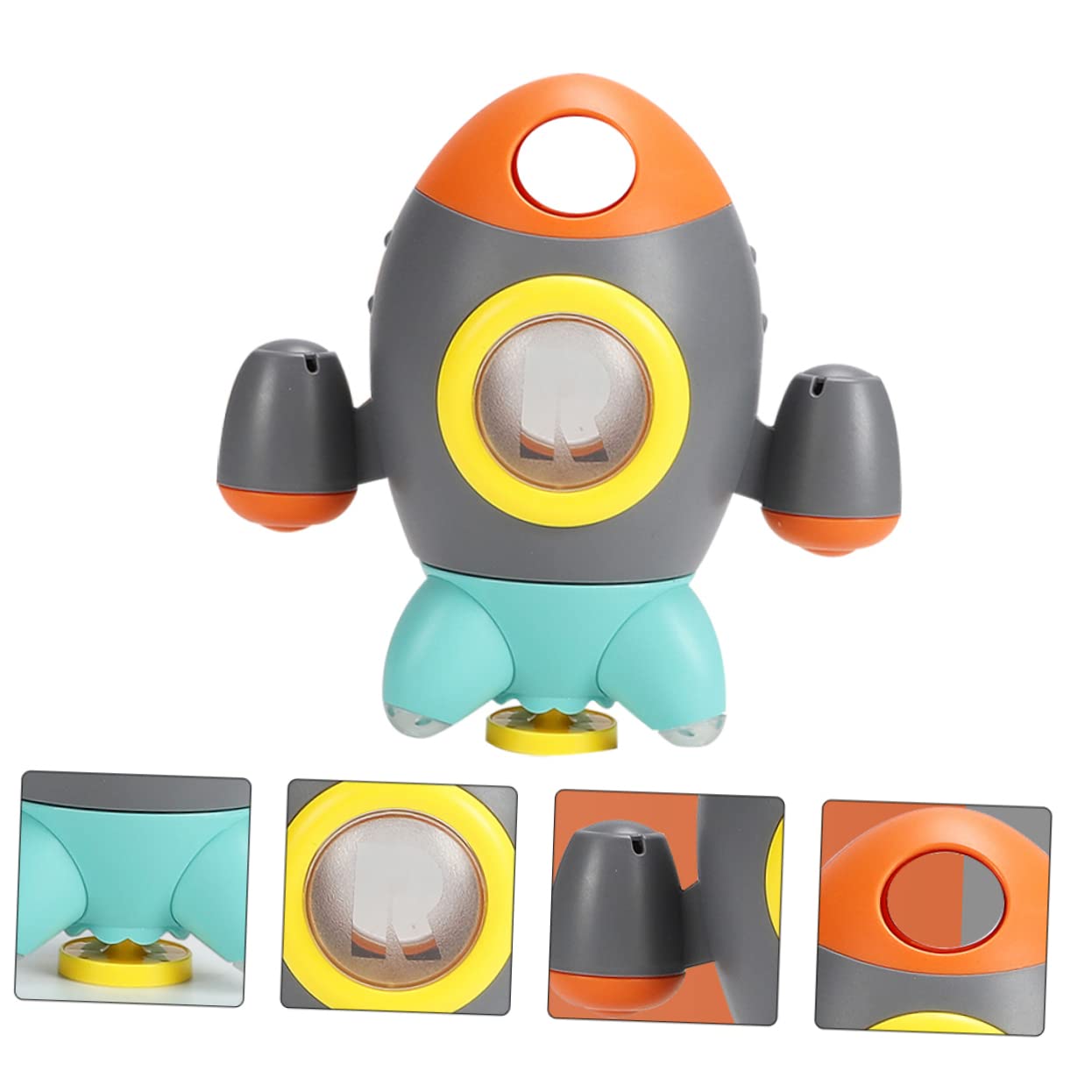 3 Pcs Rocket Fountain Bath Toys for Kids - Rotating Water Sprinkler, ABS Grey Bathtub Toys for Toddlers & Children | Fun Bath Time Play, Outdoor Water Games, Pool Party Activities