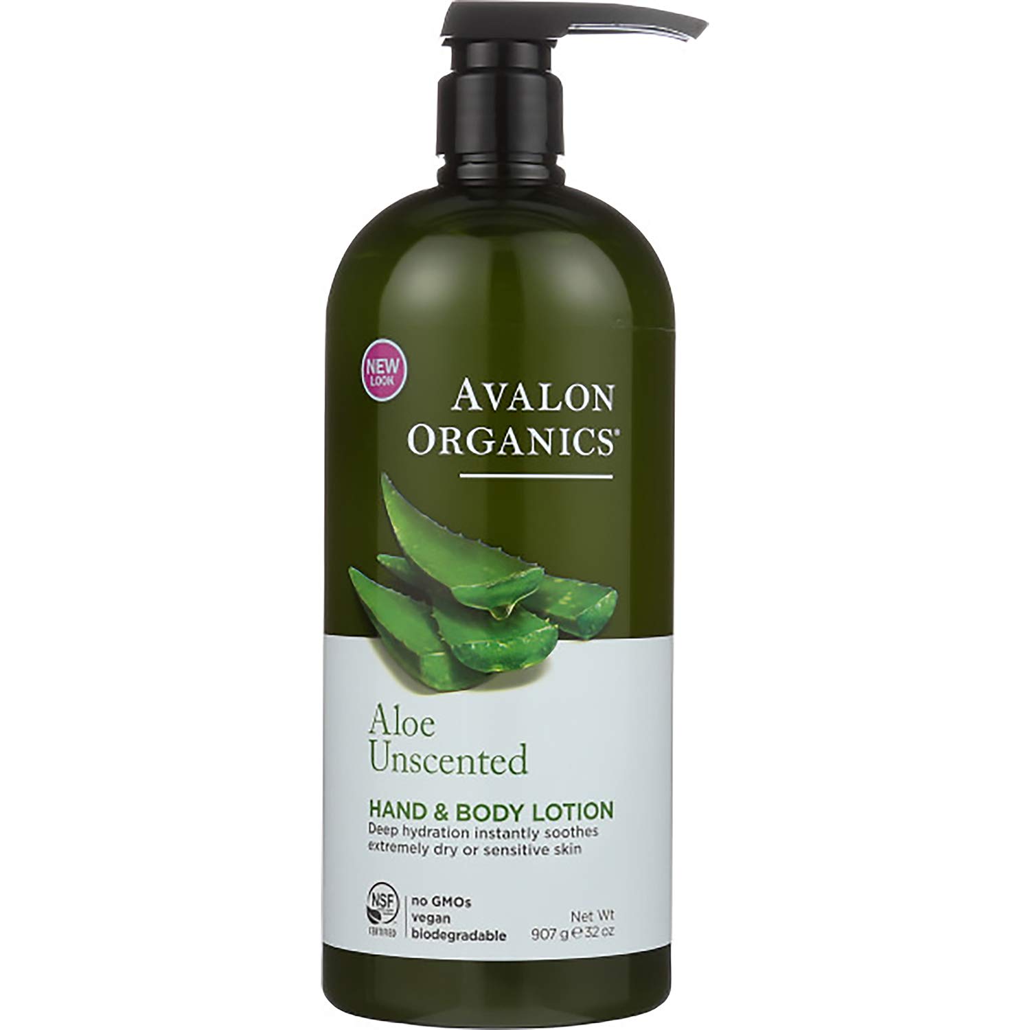 Avalon Organics Unscented Aloe Hand & Body Lotion - 32 Oz | Hydrating Moisturizer for Dry Skin | Perfect for Daily Use at Home, Office & Travel