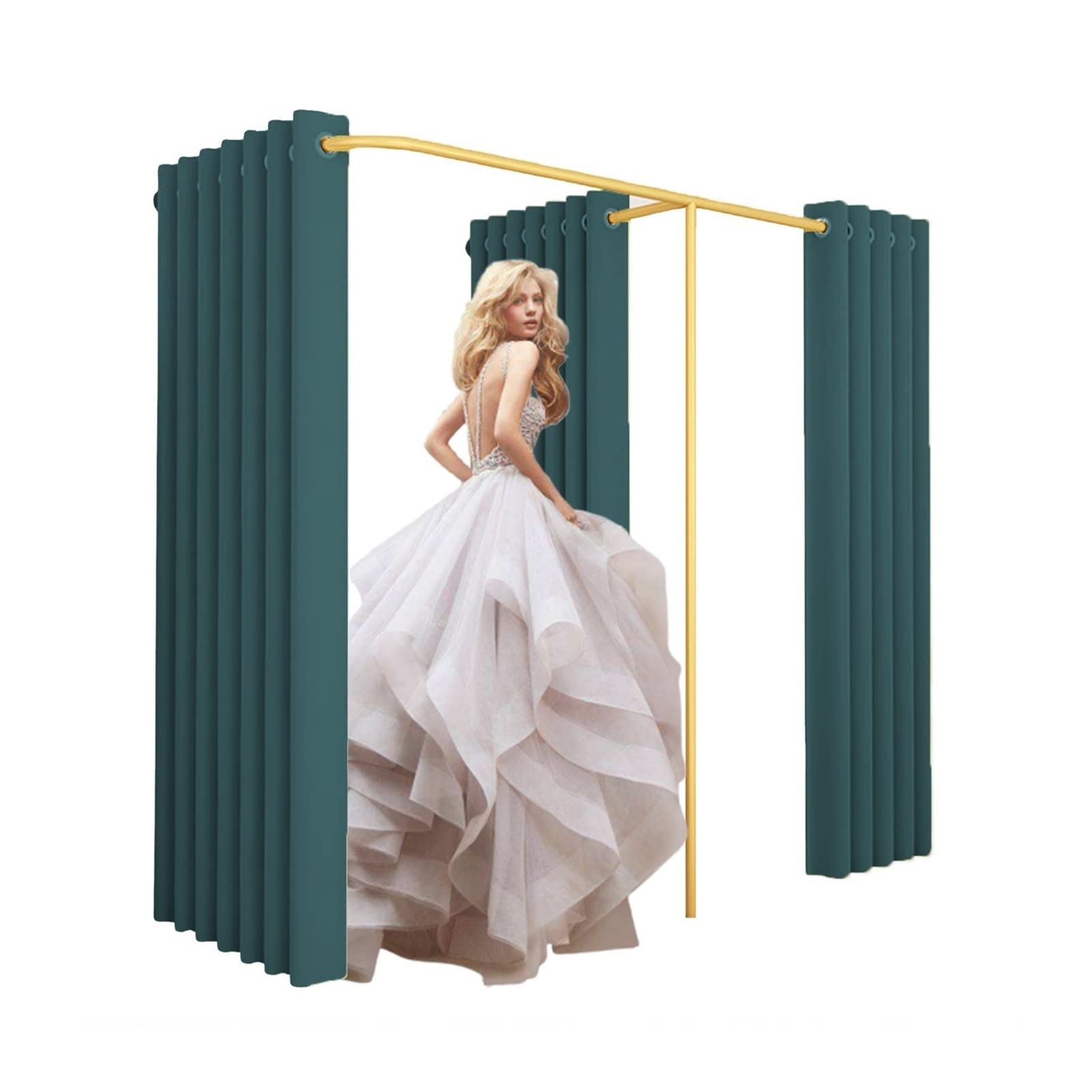 Wall-Mounted F-Shaped Clothing Store Fitting Room - Portable Privacy Changing Room with Blackout Curtains Kit for Retail Stores, Shopping Malls & Offices | Perfect for Dressing Rooms, Locker Rooms & Outdoor Events