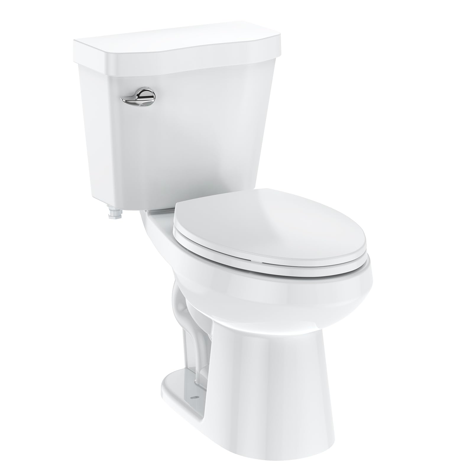 Two-Piece Elongated Toilet with Siphonic Flush | 1.28 GPF Water Efficient | Universal Height Comfort | cUPC Certified White Toilet for Bathroom | Perfect for Modern Homes & Commercial Spaces