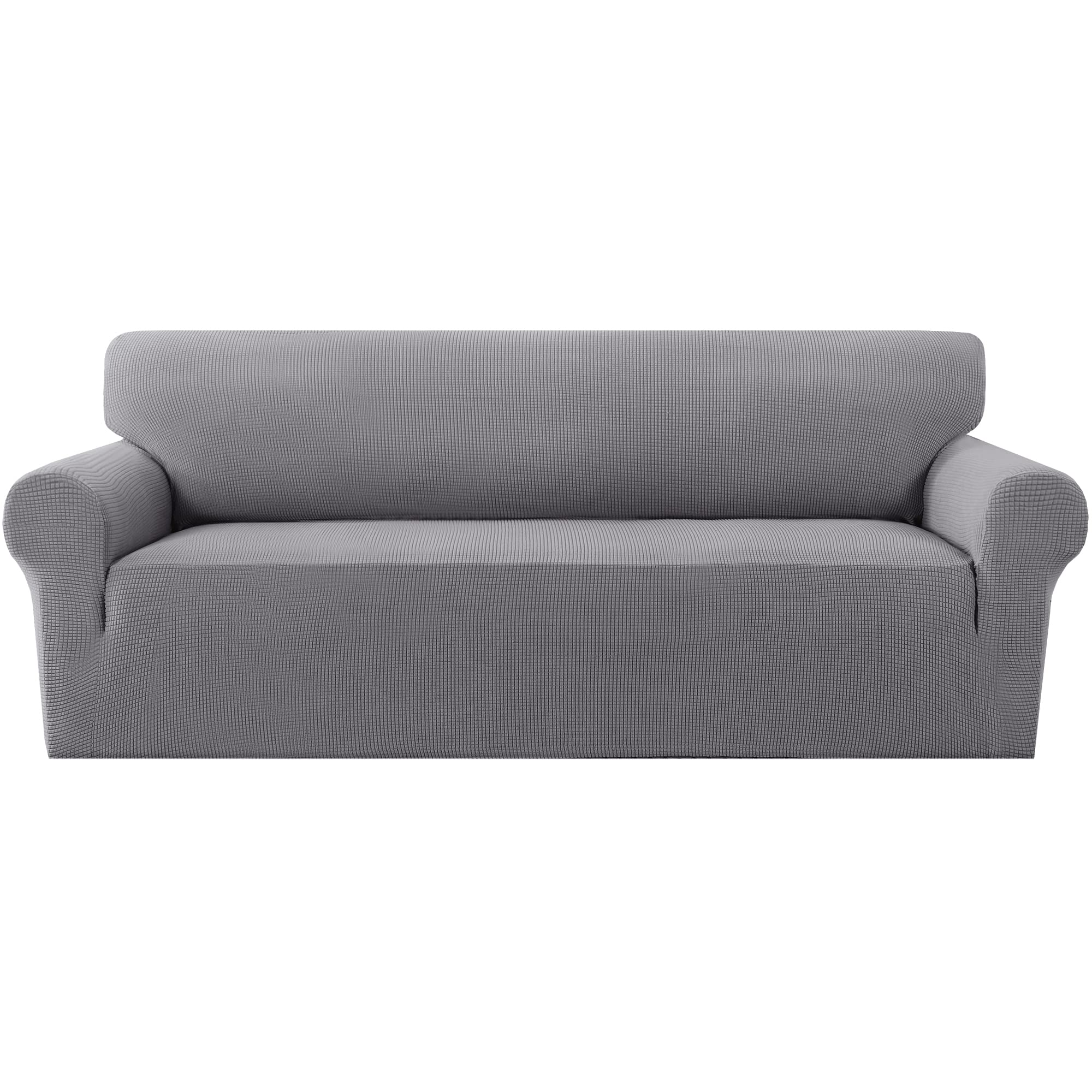 Stretch Sofa Slipcover - Washable Non-Slip Couch Cover with Elastic Bottom, Furniture Protector for Pets (Oversized, Light Grey) | Perfect for Living Room, Family Gatherings & Pet-Friendly Homes