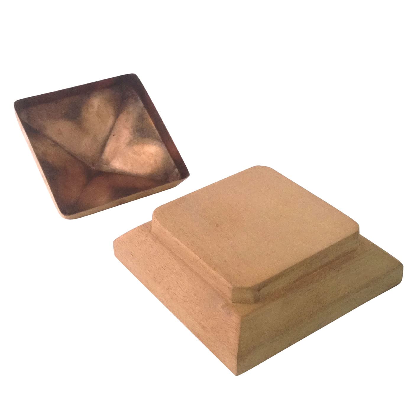 4x4 Traditional Flat Wood Post Caps with Copper Pyramid (5-Pack) - One-Piece Miterless Design for Fence & Deck Protection (5, 3-1/2 in.) - Weatherproof Outdoor Post Toppers for Patio, Pergola and Garden Decoration
