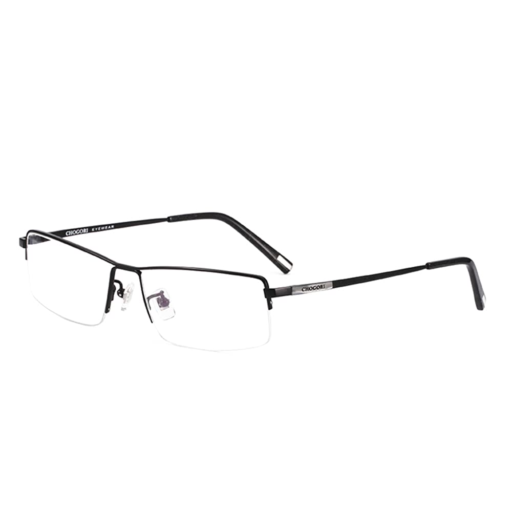 Progressive Multi-Focus Pure Titanium Reading Glasses with Anti-Fatigue & Blue Light Blocking - +2.50 Magnification, Black Frame - Perfect for Computer Work, Reading & Close-Up Tasks