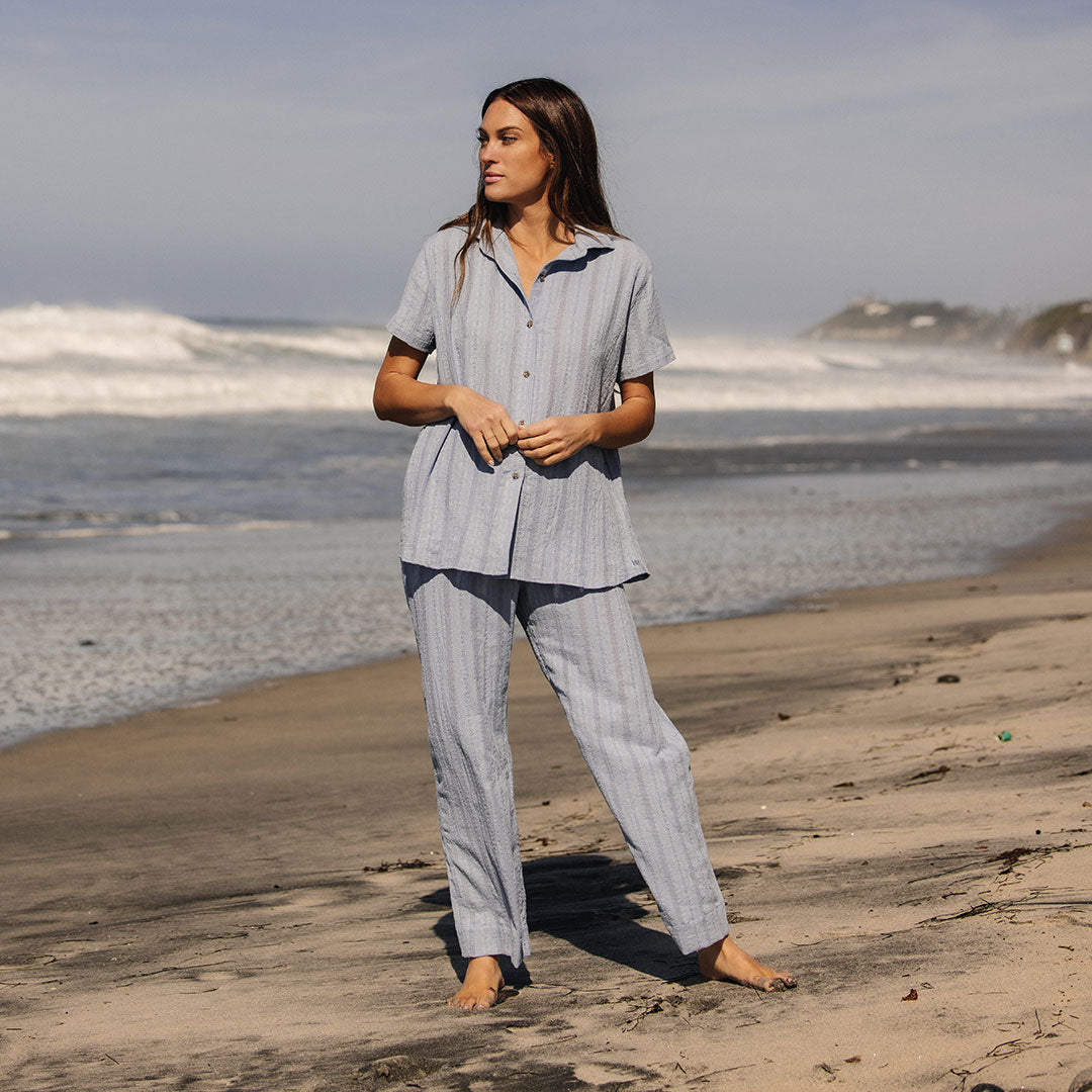 Stylish Cabana Pants in Dusk Blue - Comfortable Beachwear & Lounge Pants for Summer Vacation, Poolside Relaxation, and Casual Outings