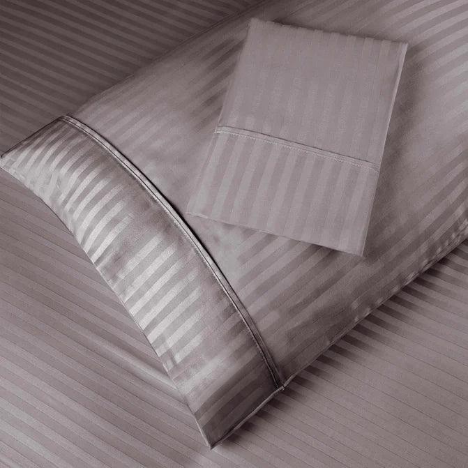 Premium Egyptian Cotton 300 Thread Count Pillowcase Set - 2 Piece Striped Bedding for Luxury Hotels & Home Decor | Soft Breathable Pillow Covers for Ultimate Comfort