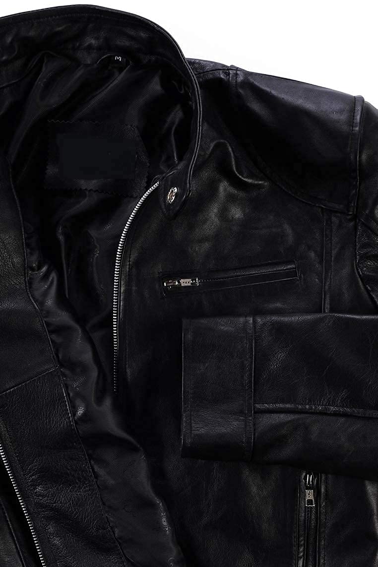 Men's Genuine Leather Biker Jacket - Stylish Casual & Smart Winter Coat for Motorcycle Riding, Outdoor Adventures & Everyday Wear