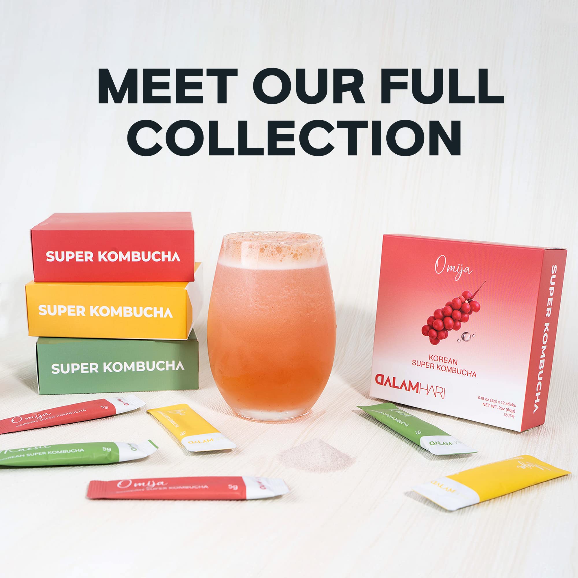 Organic Super Kombucha Powder with Schisandra Berry & Adaptogens | Sugar-Free Probiotic Drink | Korean Omija Tea for Gut Health & Immunity Boost | Perfect for Wellness Routines, Detox & Energy Support