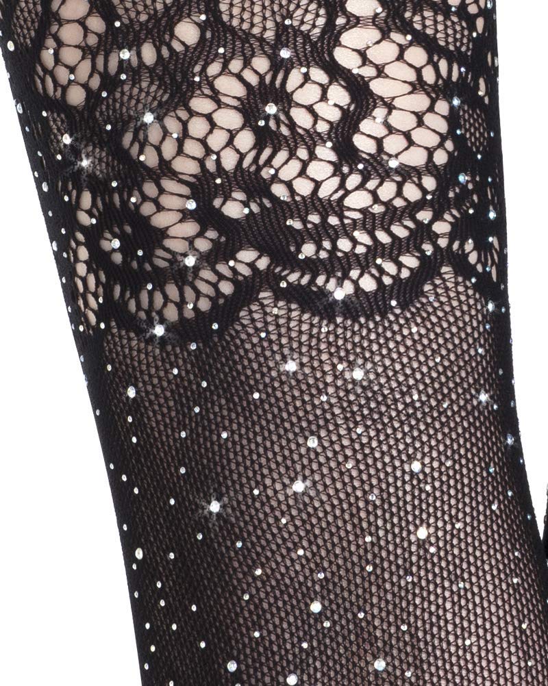 Sparkle Rhinestone Thigh High Stockings for Women - Sexy Glitter Crystal Fishnet Stockings in Black | Perfect for Parties, Cosplay & Night Out