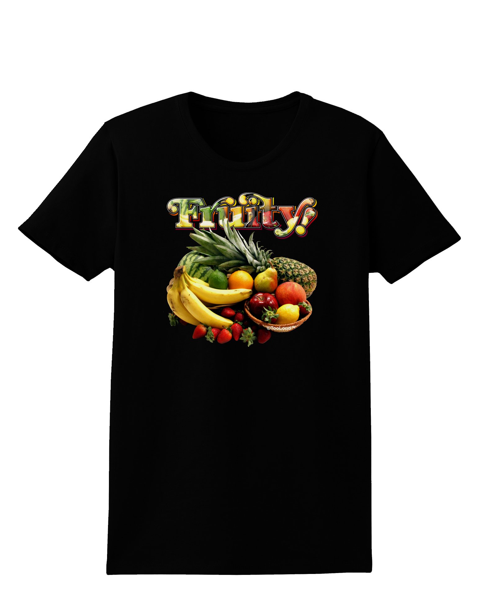 TooLoud Fruity Fruit Basket 2 Women's Dark T-Shirt | Cute Graphic Tee for Casual Wear & Summer Outfits