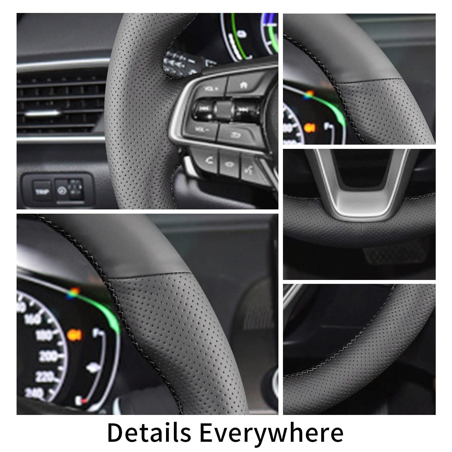 Premium Hand-Sewn Non-Slip Steering Wheel Cover - Microfiber Leather for Honda Accord 10th Gen (2018-2021) & Honda Insight (2019-2021) | Breathable Grip Enhancer | Perfect for Daily Commuting & Road Trips