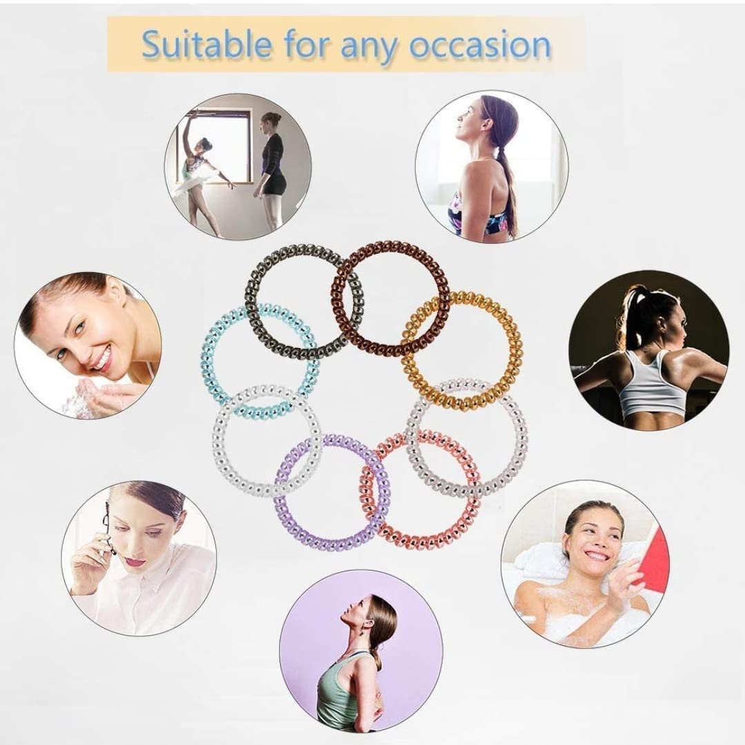 Aashirwad 12-Piece Spiral Stretch Ponytail Holders - Colorful Unbreakable Hair Ties for Women & Girls | Telephone Wire Hair Rings, Slinky Hair Elastics | Perfect for Workouts, School, and Everyday Hairstyles