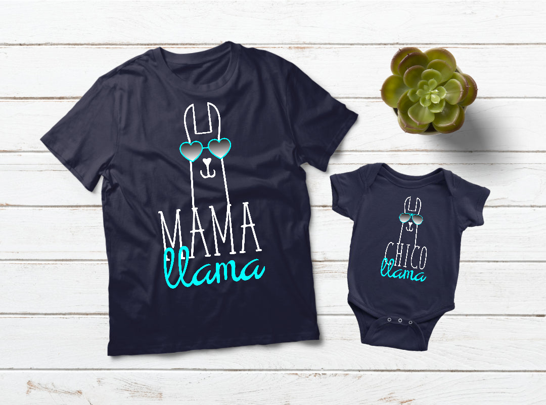Mom and Son Matching Outfits - Mama Llama & Baby Llama Family T-Shirts for Mother's Day, Birthday & Family Photos | Cute Mother-Child Coordinating Clothes