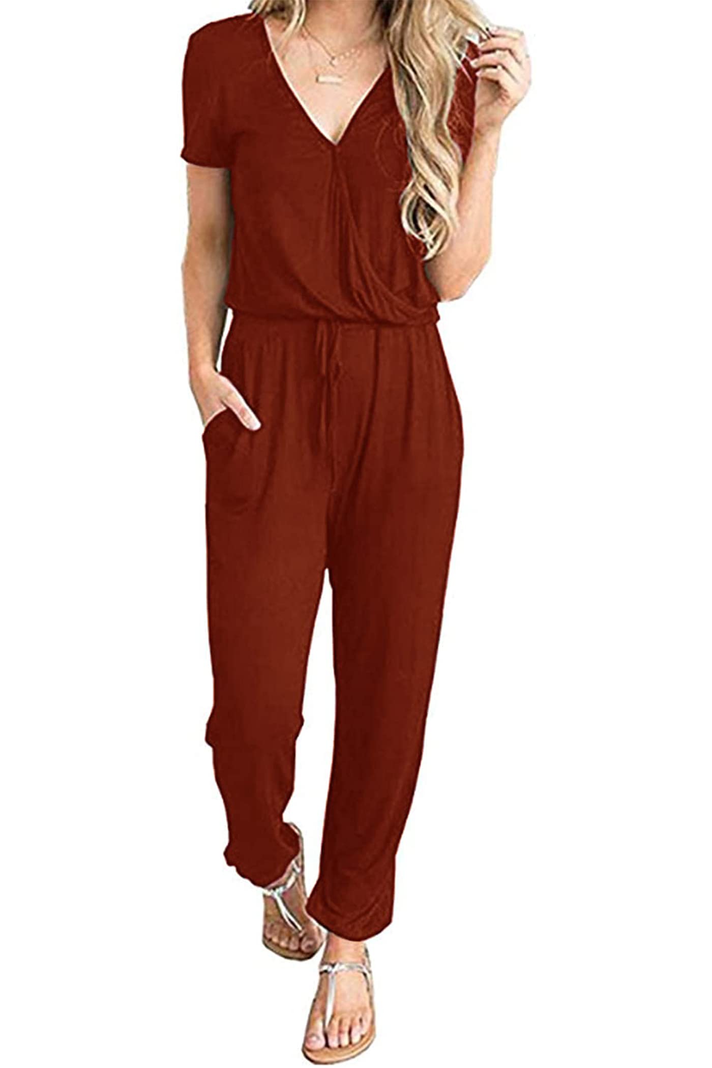 PRETTYGARDEN Women's Jumpsuits - 2025 Spring Summer Casual & Dressy Short Sleeve Romper for Travel, Vacation & Airport Outfits | Perfect for Beach Getaways, Weekend Brunch & City Exploration