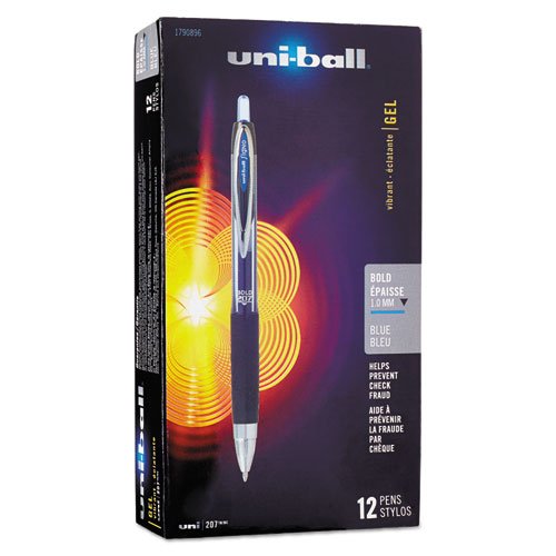 uni-ball 207 Retractable Gel Pens - 1.0mm Bold Point, Blue Ink, Pack of 144 - Perfect for Office, School, Note Taking & Bulk Purchasing