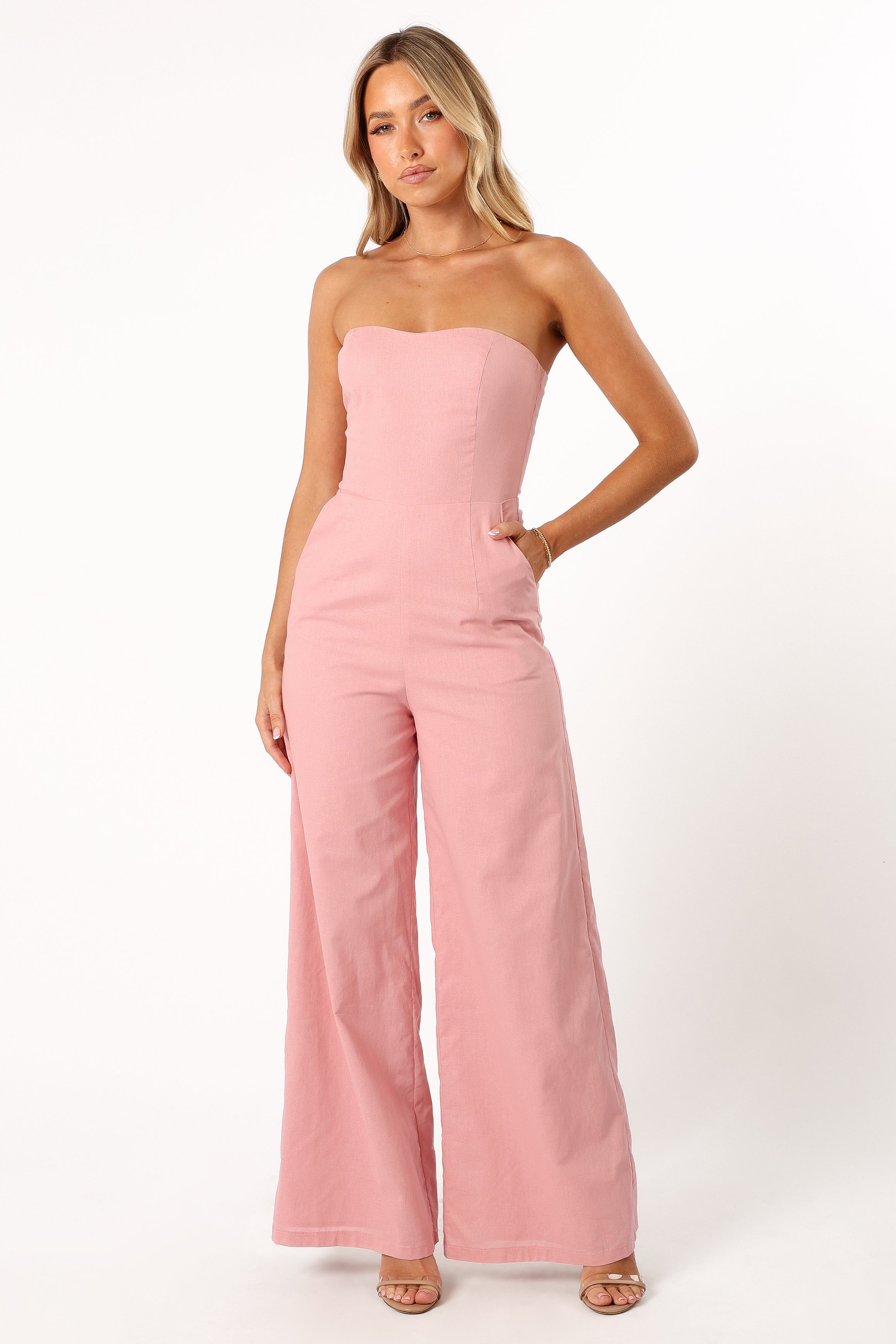 Daisy Strapless Jumpsuit for Women - Elegant Dusty Rose Romper for Summer, Beach, Wedding & Party Outfits