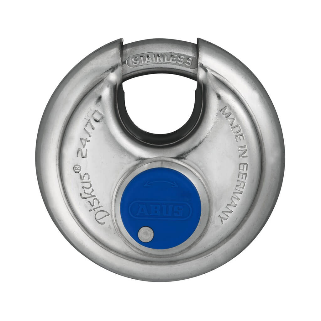 ABUS 24IB/70 KD Discus Padlock - 2-3/4 Inch (70mm) High Security Disc Lock for Outdoor Gates, Storage Units & Sheds - Weatherproof & Pick-Resistant