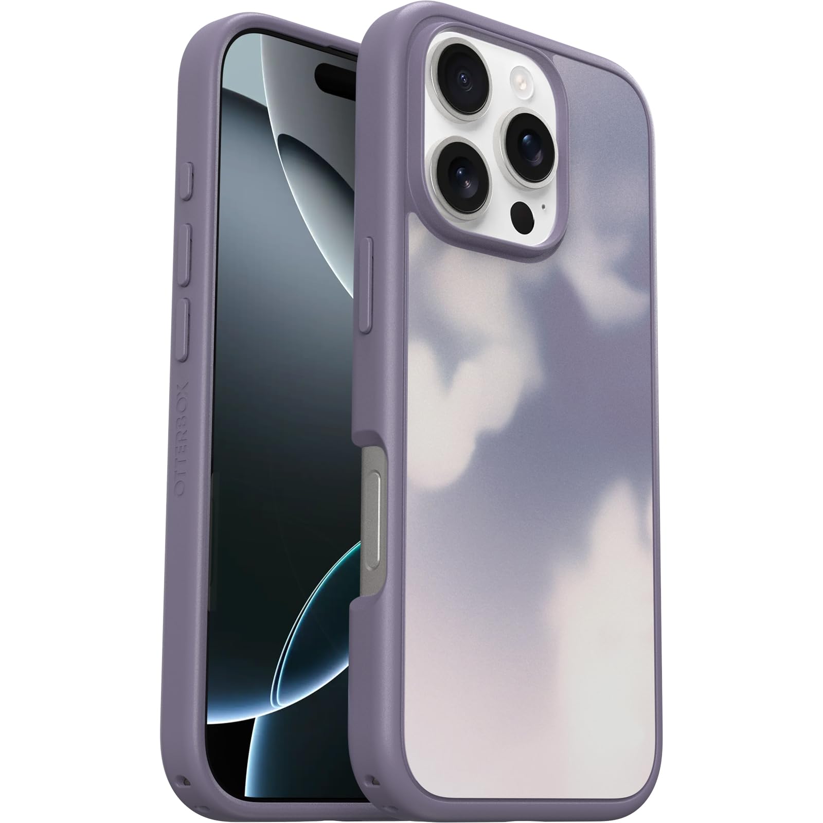 OtterBox Symmetry Series Case for iPhone 16 Pro - Winter Window Design in Purple | Slim Protective Phone Cover with Clear Back | Perfect for Everyday Use, Travel & Outdoor Activities