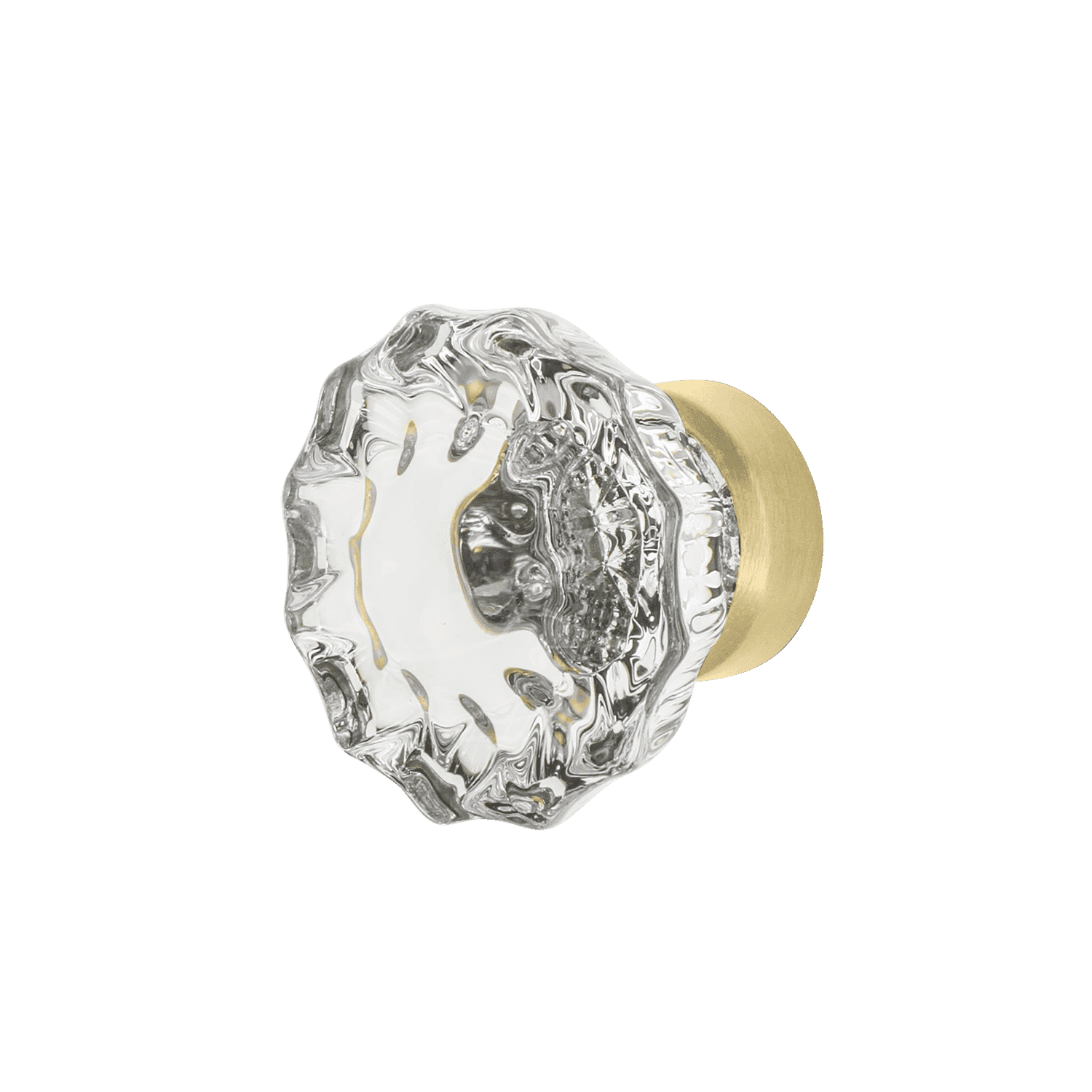 Satin Brass Cabinet Knob 1 3/8 Inch - Crystal Drawer Pull for Kitchen, Bathroom & Furniture Hardware (Set of 10) - Elegant Home Upgrade for Cabinets, Dressers & DIY Projects