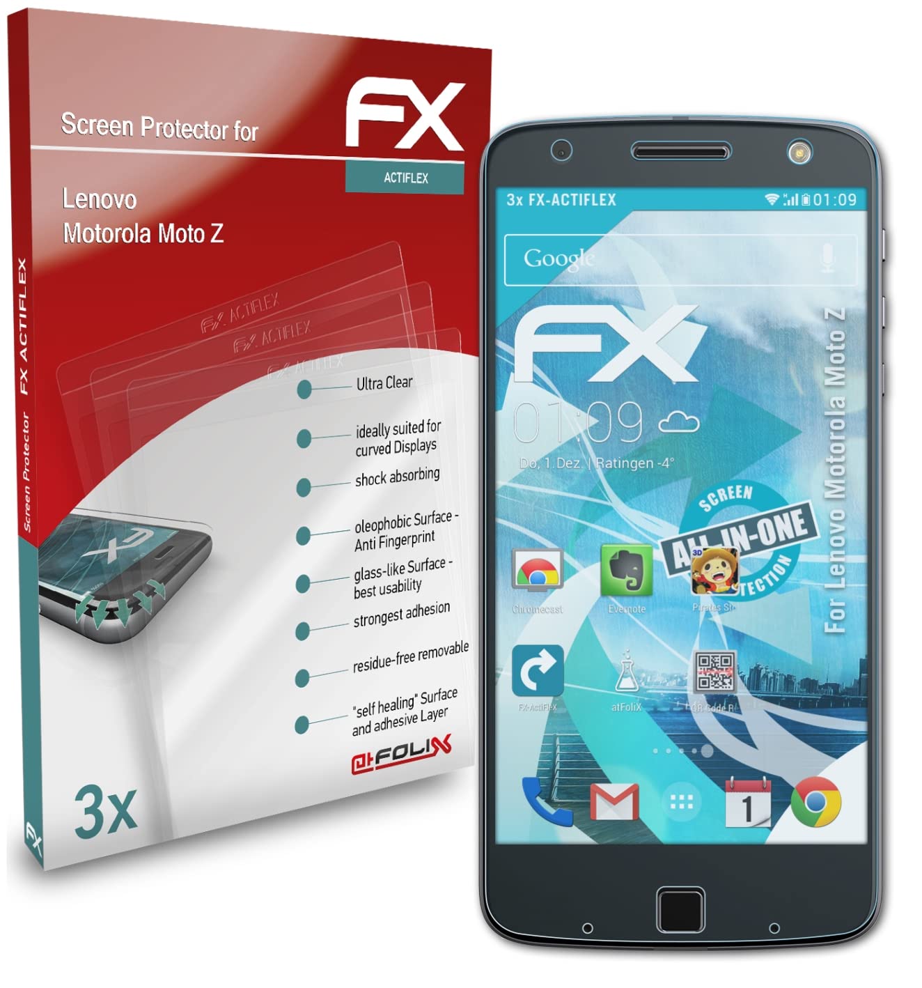 Lenovo Motorola Moto Z Screen Protector - 3 Pack Ultra Clear Flexible FX Film | HD Protection for Scratch Resistance | Perfect for Everyday Use & Travel