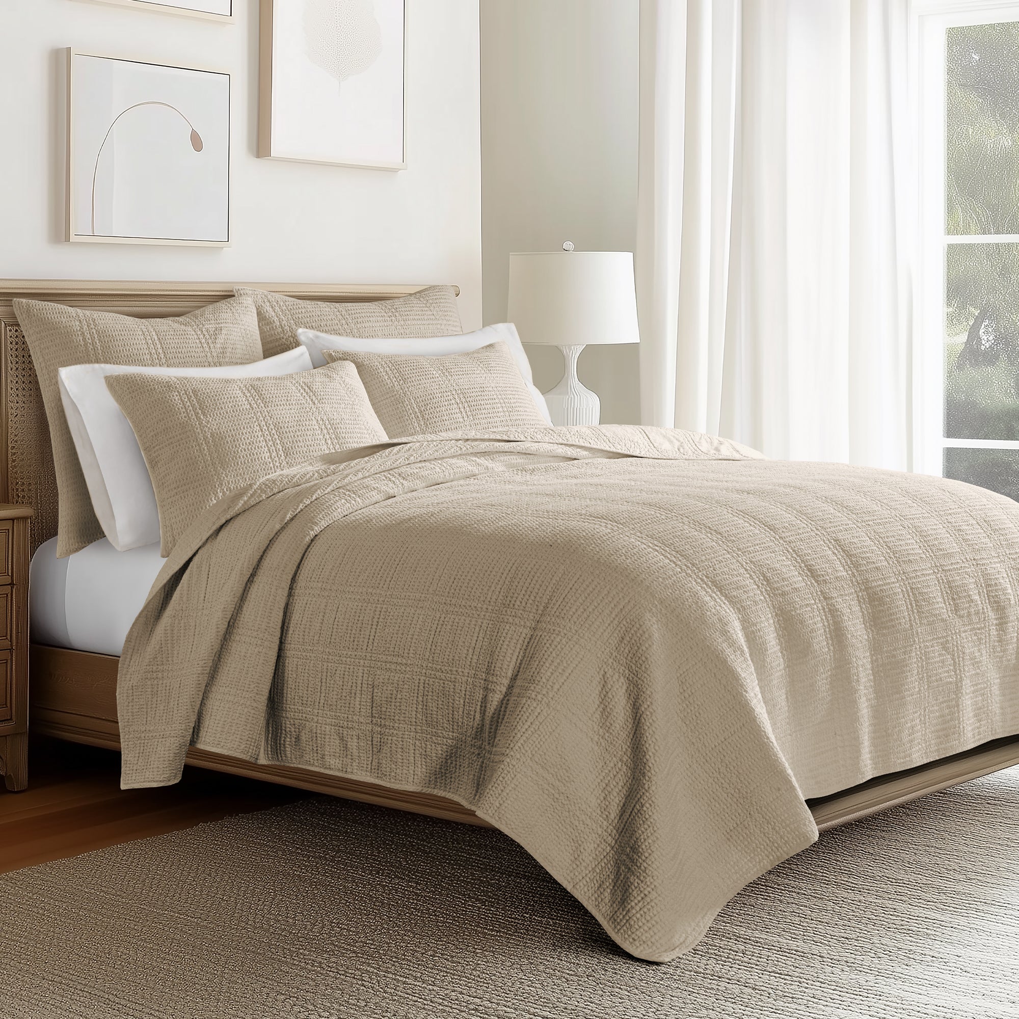Luxury Cloud Waffle Quilt Set - Ultra Soft Breathable Bedding - Queen Size Comforter & Duvet Cover - Perfect for Cozy Bedroom & Guest Room Decor