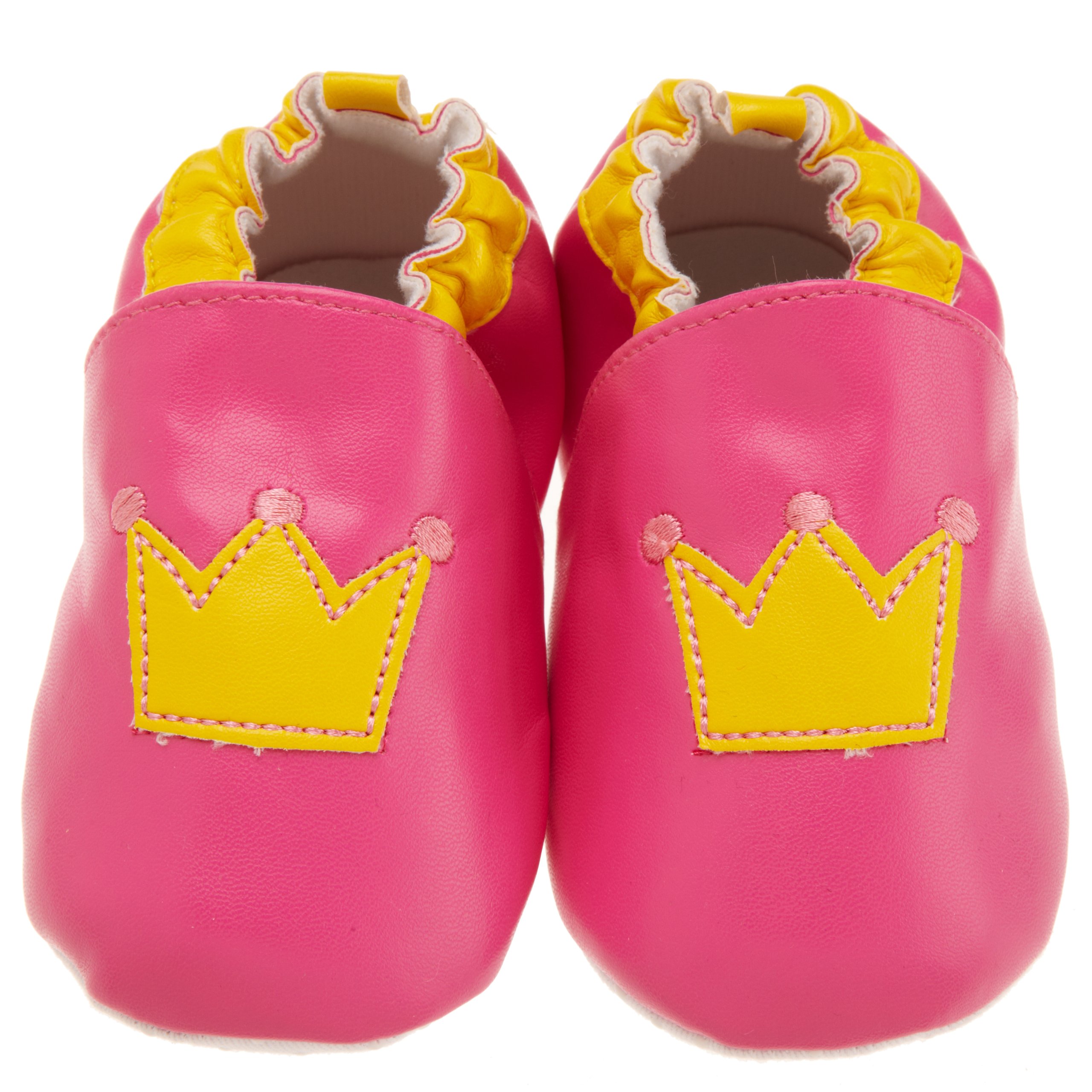 Luvable Friends Slip On Baby Girls' Booties with Crown Design - Soft & Comfortable First Walking Shoes for Newborns & Toddlers - Perfect for Indoor Play, Photo Shoots & Special Occasions