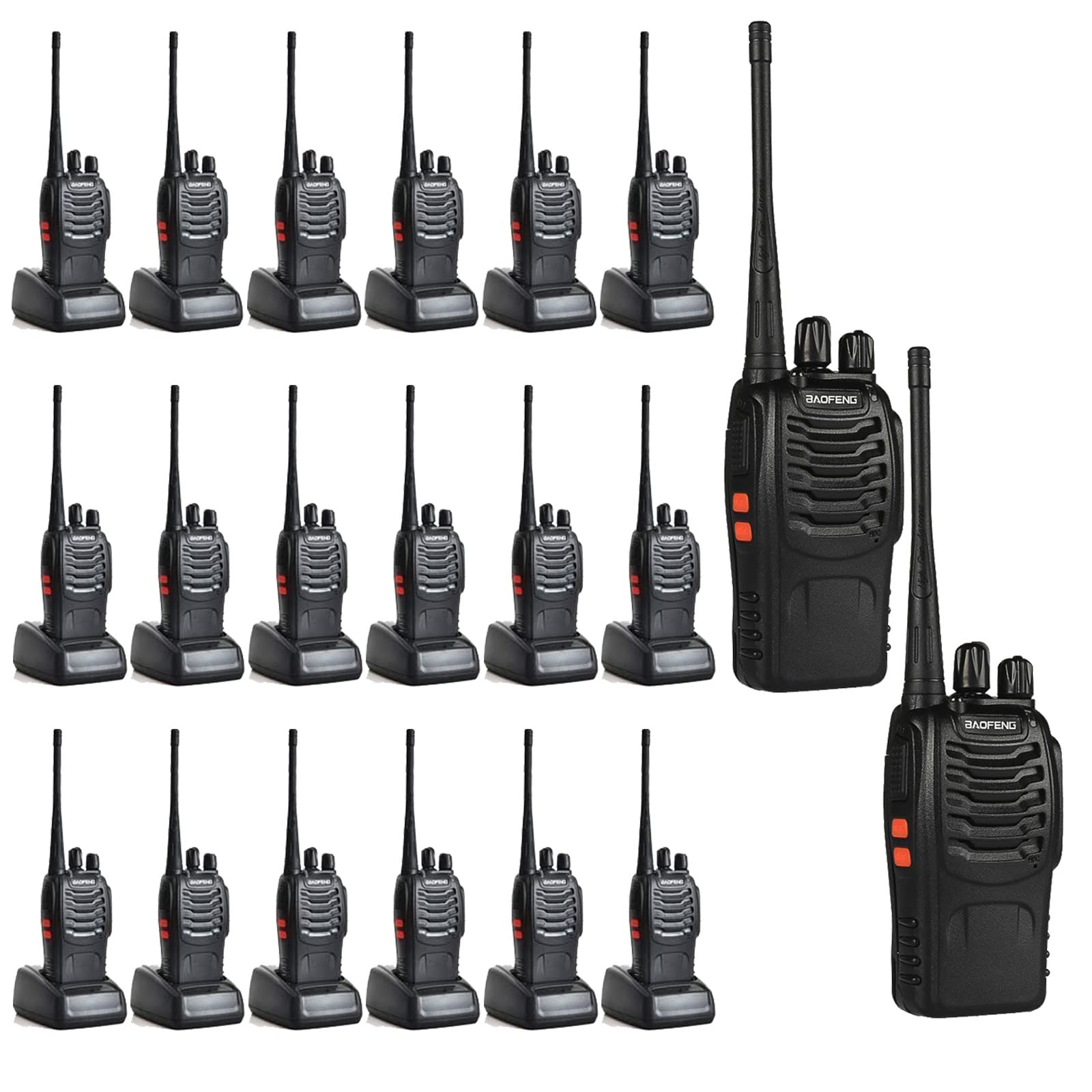 BAOFENG BF-888S 20 Pack Long Range Walkie Talkies - Rechargeable Two-Way Radios with Headset for Business, School, Construction & Outdoor Activities - Perfect for Team Communication, Events & Emergency Use