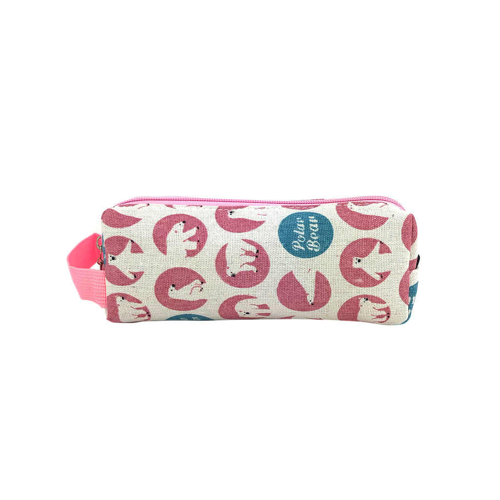 Premium Canvas Polar Bear Pencil Case - Cute & Durable School Supplies for Students, Artists & Office Use - Perfect for Organizing Pens, Pencils & Art Tools