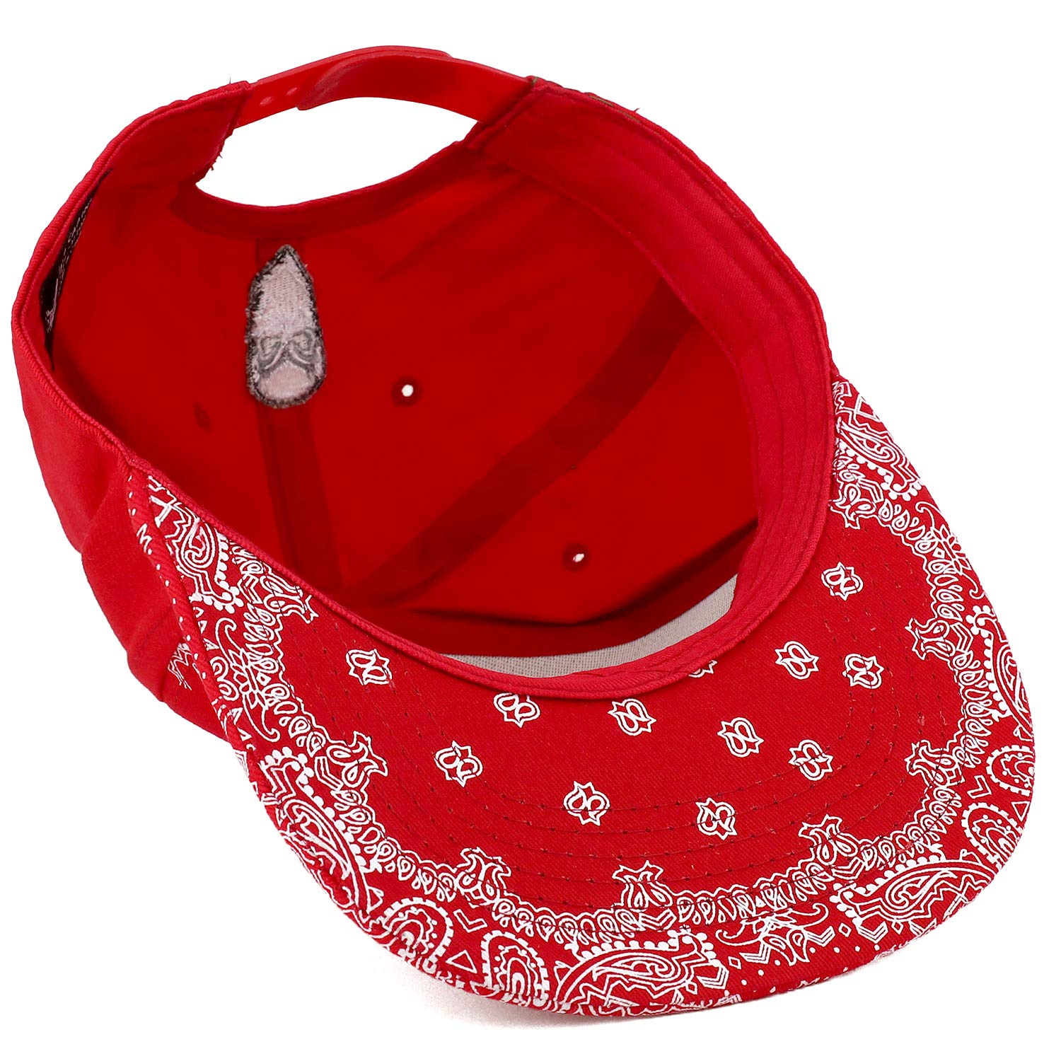 Trendy Skull Bandana Embroidered Paisley Print Flatbill Cap - Gothic Fashion Accessory for Men & Women - Perfect for Concerts, Motorcycle Rides and Streetwear Outfits