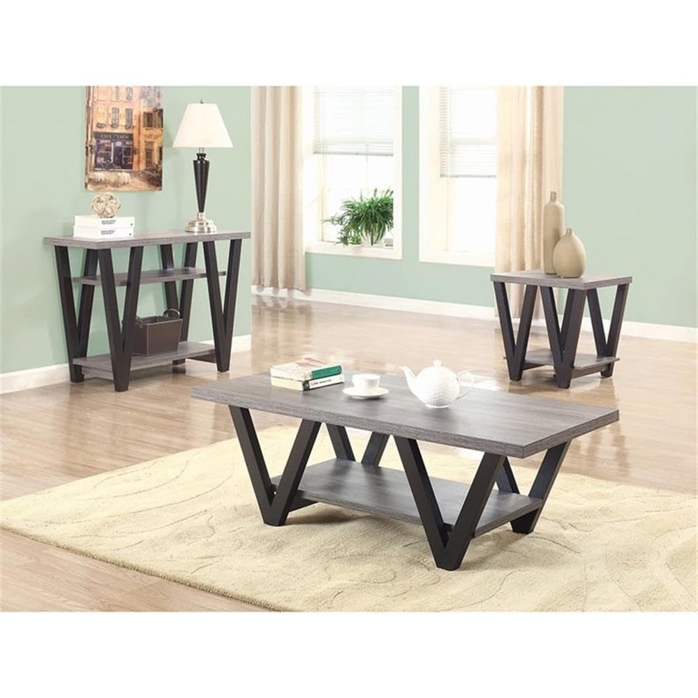 2 Shelf Console Table - Antique Gray & Black Entryway Sofa Table for Hallway, Living Room, or Bedroom Decor