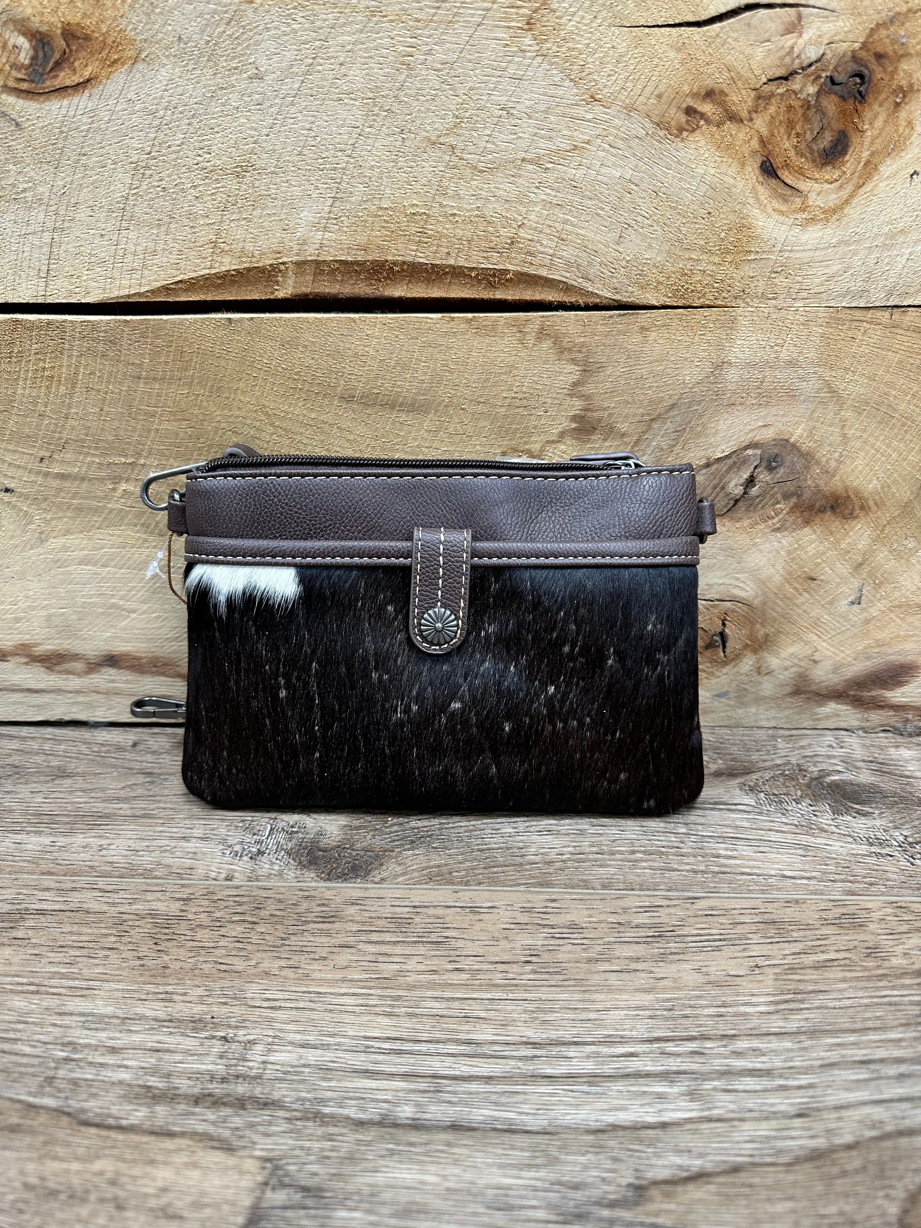 Wrangler Genuine Hair-on Cowhide Crossbody Bag for Women - Stylish Leather Purse for Everyday Use, Travel & Outdoors