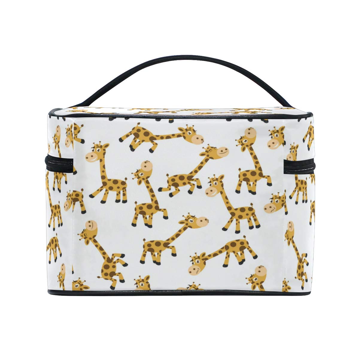 Large Capacity Makeup Organizer Bag - Cute Giraffe Pattern Cosmetic Case for Women & Girls | Travel Toiletry Storage, Wash Bag for Home & Vacation Use