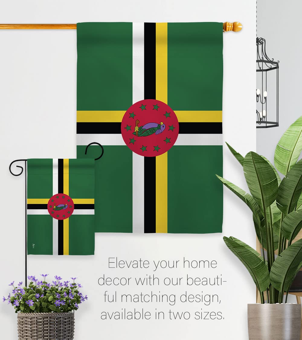 Americana Home & Garden Dominica Double-Sided Garden Flag Set with Stand - Patriotic Yard Decor, Made in USA | Perfect for Front Porch, Lawn Display & International Country-Themed Home Decoration