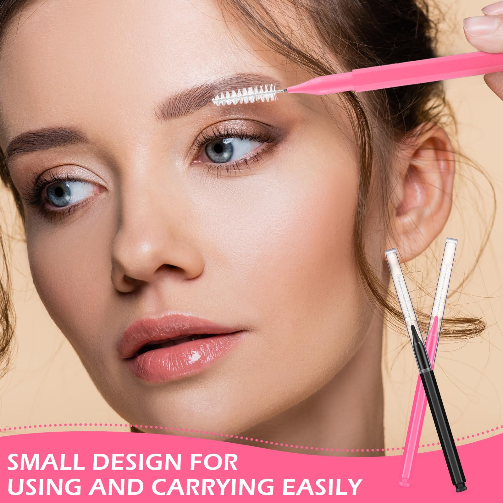 Patelai 150-Piece Micro Eyebrow Brush Set with Cap - Brow Lamination Spoolie Comb & Lift Tools for Eyelash Extensions & Eyebrow Styling (Black, Pink) | Perfect for Salon Professionals & DIY Beauty at Home