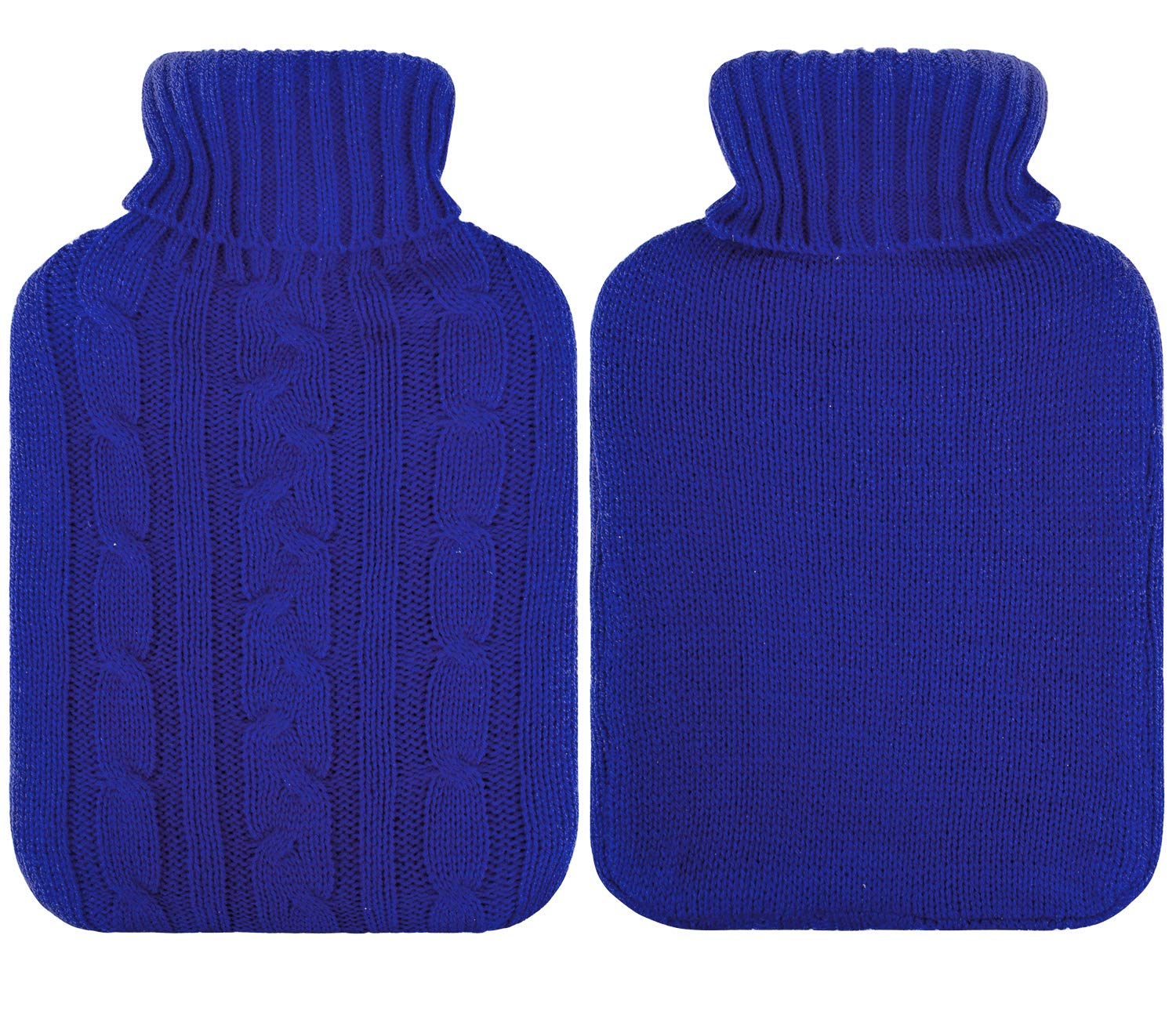 Attmu 2L Transparent Hot Water Bottle with Knitted Cover - Blue | Perfect for Winter Warmth, Pain Relief & Cozy Nights