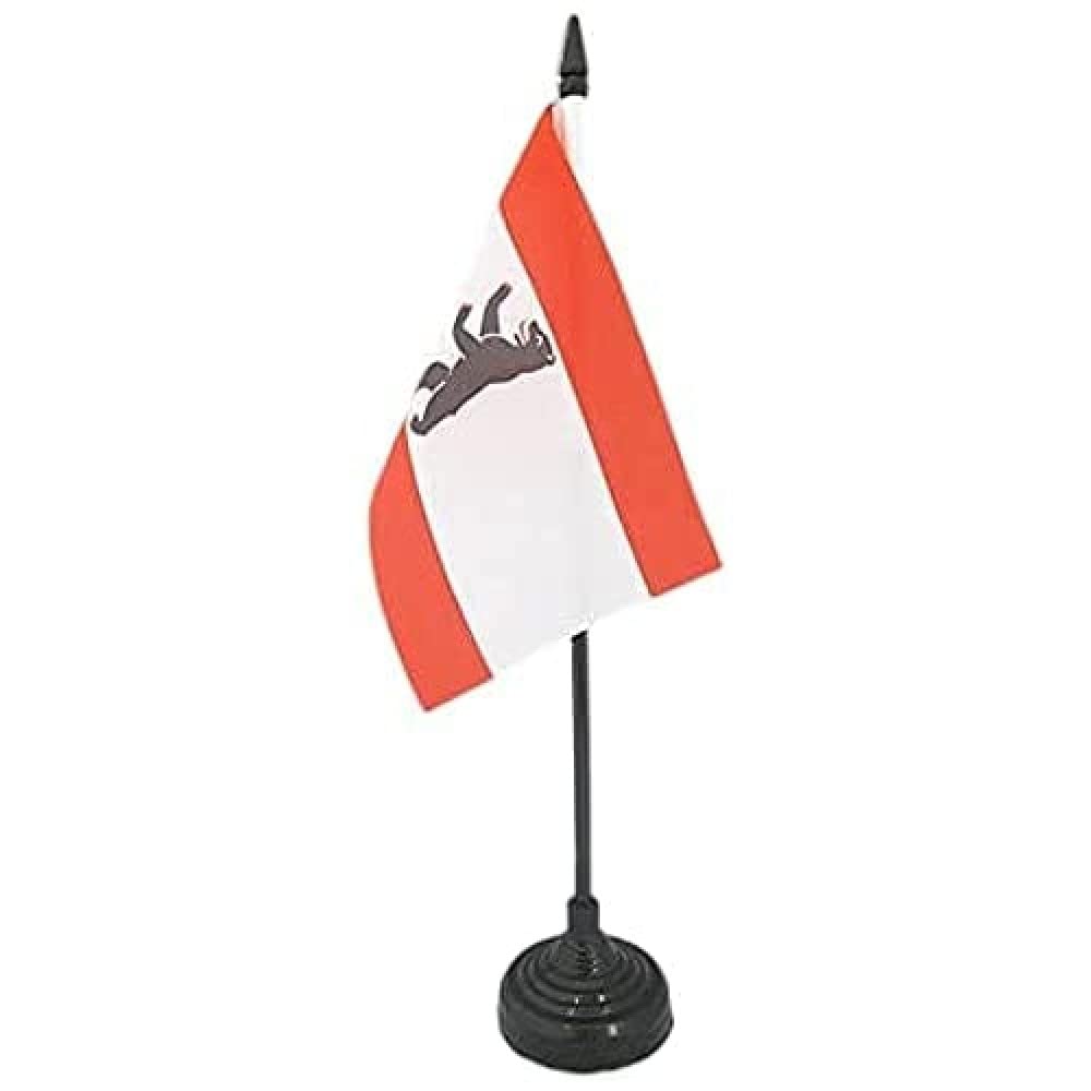 Berlin Table Flag 4'' x 6'' - Germany German Berlin Desk Flag with Black Plastic Stick & Base - Perfect for Office Decor, International Events & German Culture Display - AZ FLAG