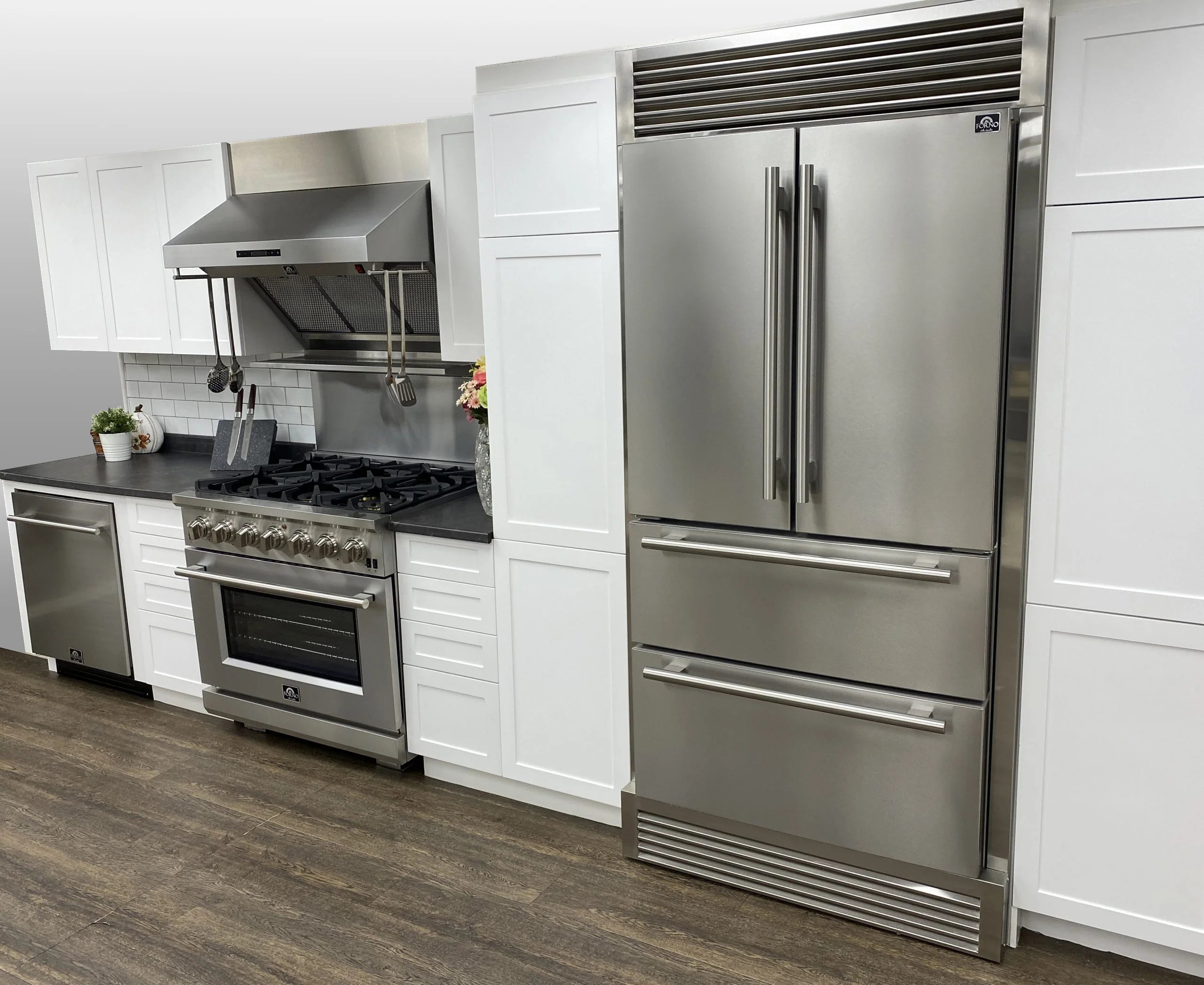 Forno Moena 36 Inch French Door Counter Depth Refrigerator FFRBI1820 40SG - Energy Efficient Stainless Steel Smart Fridge for Modern Kitchens & Open Floor Plans