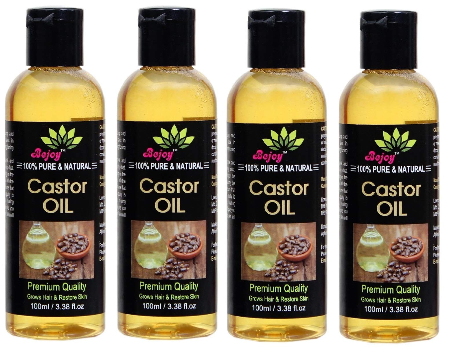 Bejoy 100% Pure Natural Castor Oil for Hair Growth & Thickness - 400ml Cold-Pressed Hair Treatment for Dry Scalp, Eyelashes & Beard - Promotes Healthy Shine & Moisture (Great for Daily Hair Care & Styling)