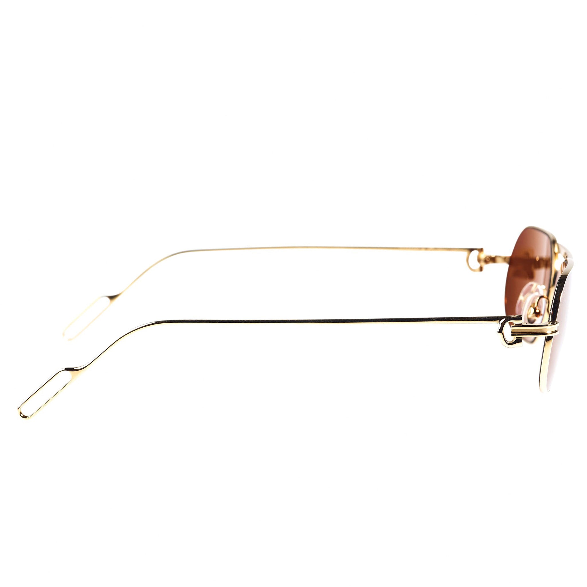 Cartier CT0112S 003 C Decor Rimless Brown Gold Sunglasses for Women - Luxury Designer Sunglasses for Driving, Travel & Outdoor Fashion