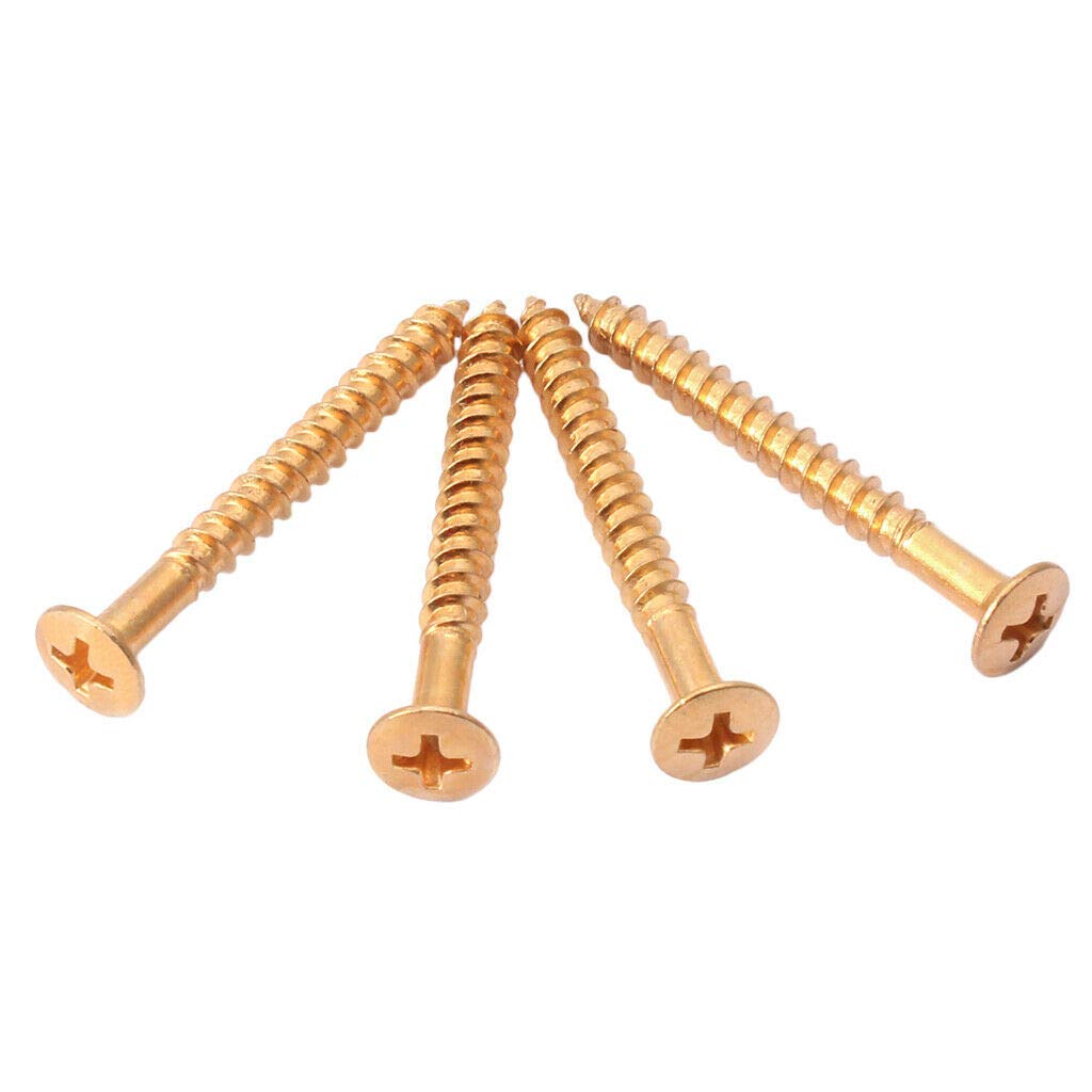 Golden Electric Guitar Neck Plate Mounting Screws - 4Pcs Replacement Parts for Guitar Repair & Maintenance | Perfect for DIY Guitar Upgrades & Professional Setups