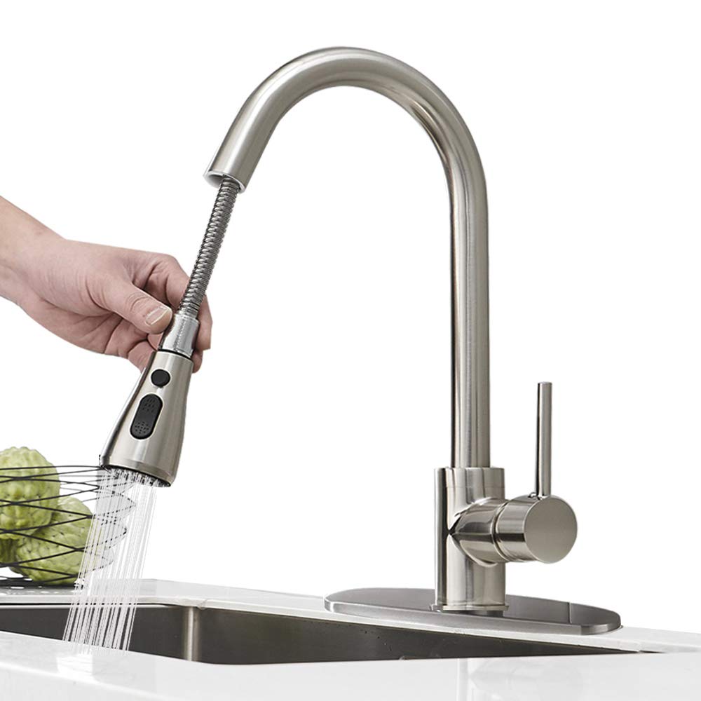 Hoimpro Matte Black Kitchen Faucet with Pull Down Sprayer - Perfect for RV & Laundry Sinks