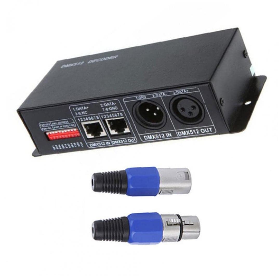 3 Channel DMX512 LED Controller - RGB Strip Light Decoder & Dimmer for Stage Lighting, Home Theater & Architectural Lighting (Black)