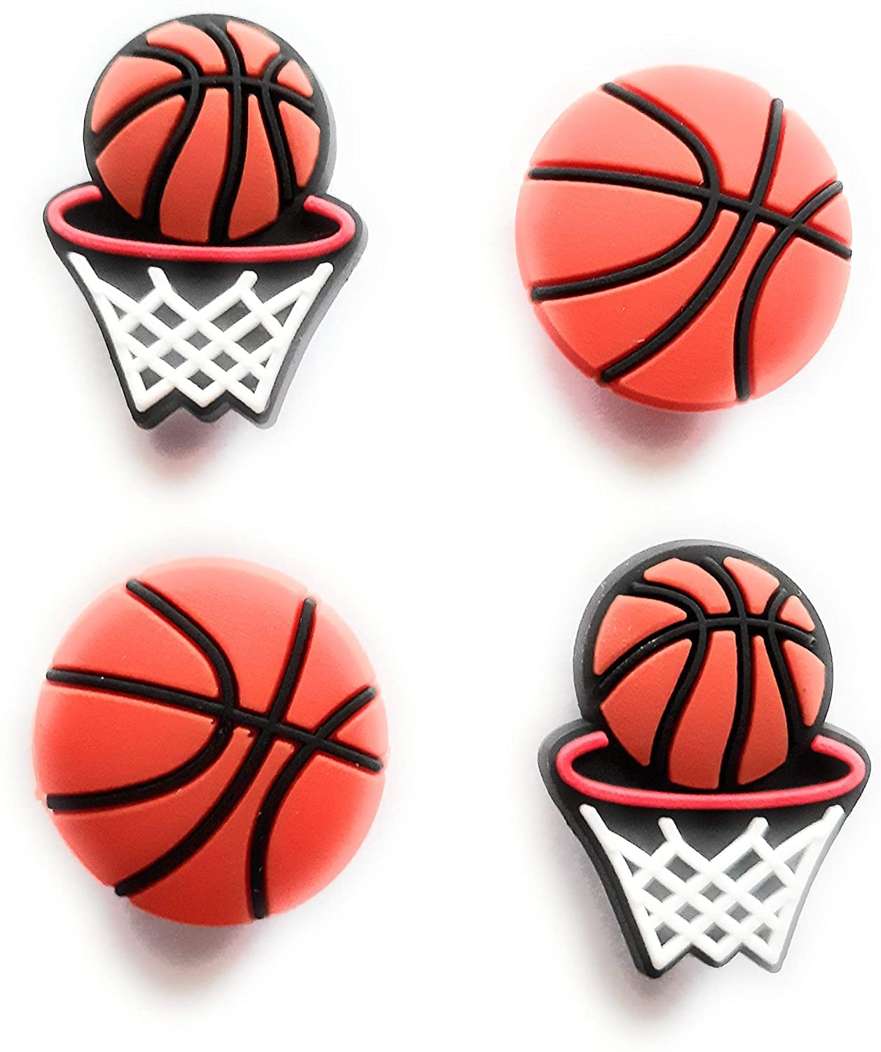4-Piece Basketball Shoe Charm Set for Crocs Clogs - Net & Ball Design | Perfect for Sports Fans, Sneaker Decor & Crocs Accessories