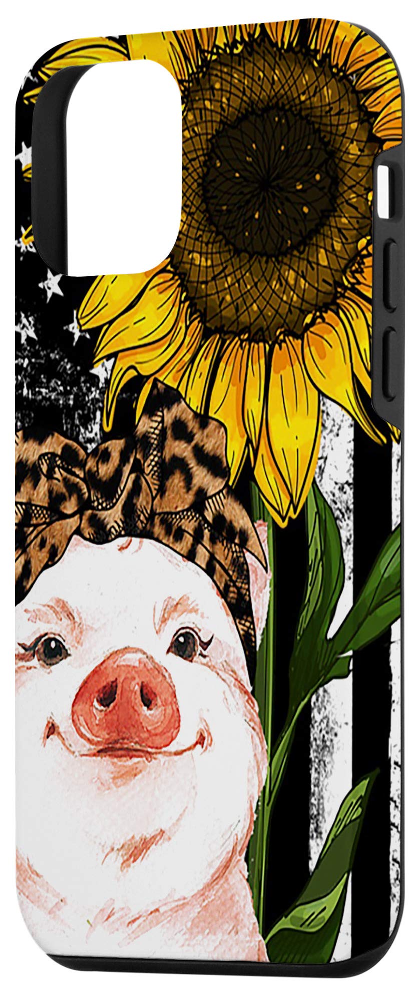 iPhone 12 Mini Case - Sunflower Pig with American Flag Design | Cute Farm Animal Phone Cover for Women & Girls | Perfect for Country Lovers, Farmhouse Decor & Patriotic Gifts