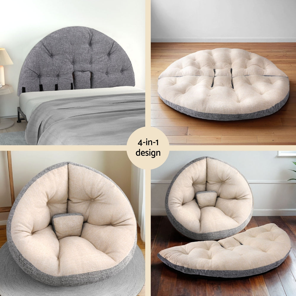 Comfortable Floor Lounge Day Bed Chair - Beige Sofa for Relaxing, Lounging & Napping - Perfect for Living Room, Bedroom or Nursery