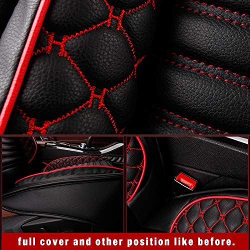 Premium PU Leather Car Seat Covers - Waterproof, Non-Slip, Airbag Compatible for Most Cars & SUVs (5-Piece Set with Pillows, Beige) - Perfect for Daily Commute, Road Trips & Family Travel