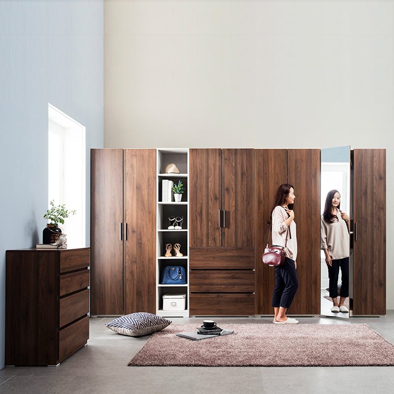 ERIN NEW YORK HILTON Wardrobe - Nordic Style Solid Wood Closet for Bedroom & Living Room Storage | Modern Home Furniture Organizer for Clothes & Accessories