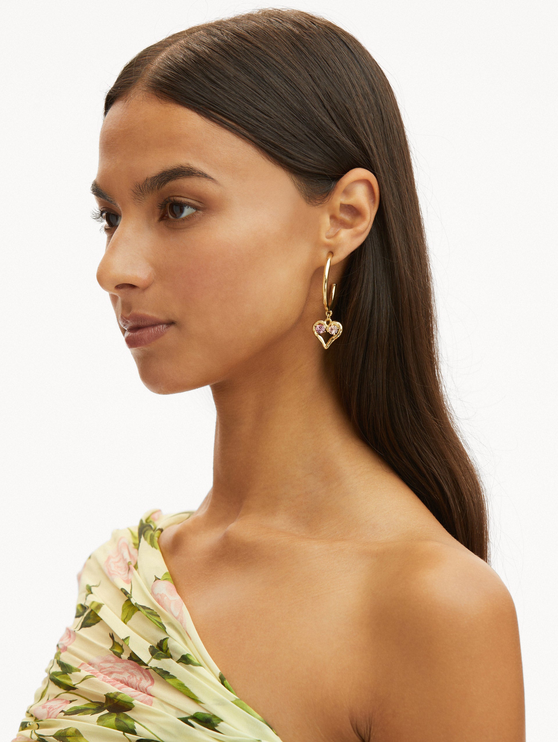 Crystal Heart Hoop Earrings for Women - 14K Gold Plated Dainty Huggie Earrings | Valentine's Day Gift, Anniversary Present, Romantic Jewelry for Her