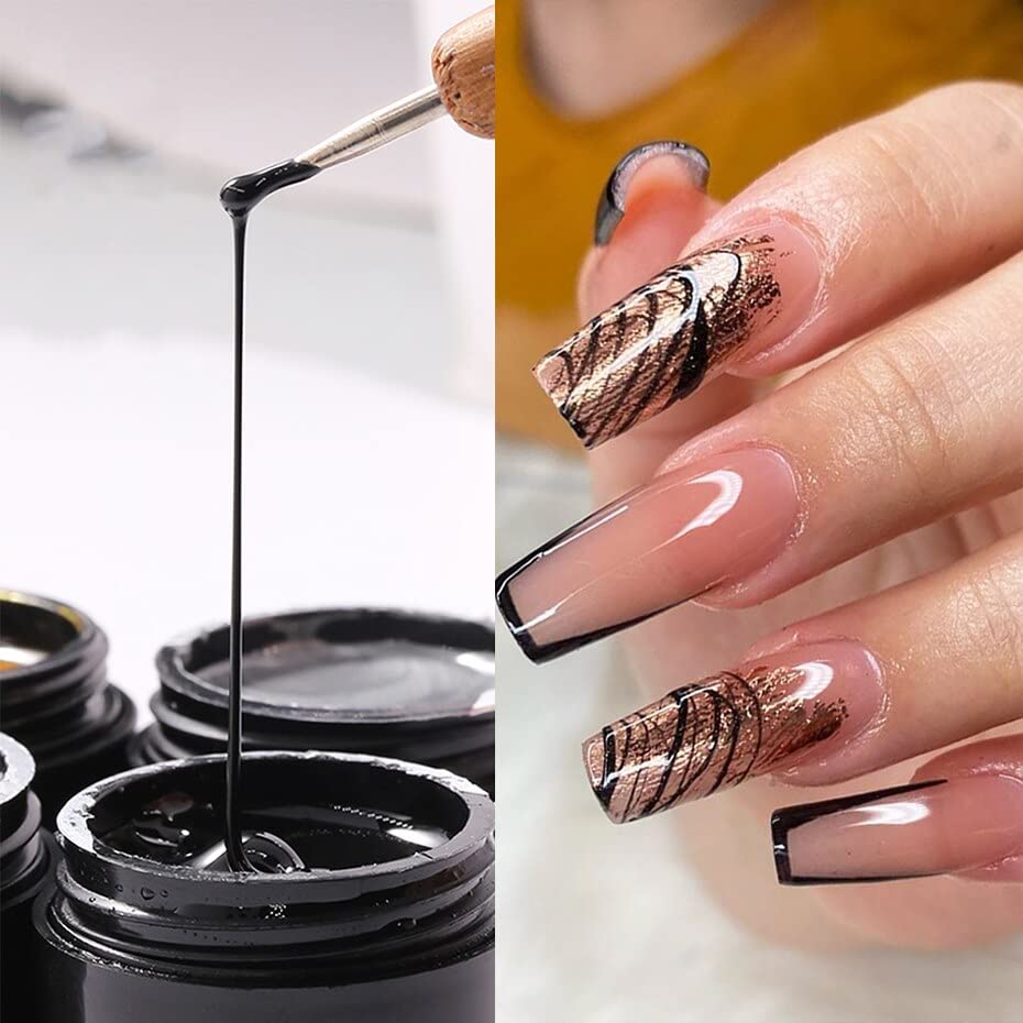 D.B.Z. Black Spider Gel Polish Kit - UV LED Nail Art Paint for Spider Web Design, Black & White Gel Polish Set - Perfect for Halloween, Gothic, and Creative Nail Designs