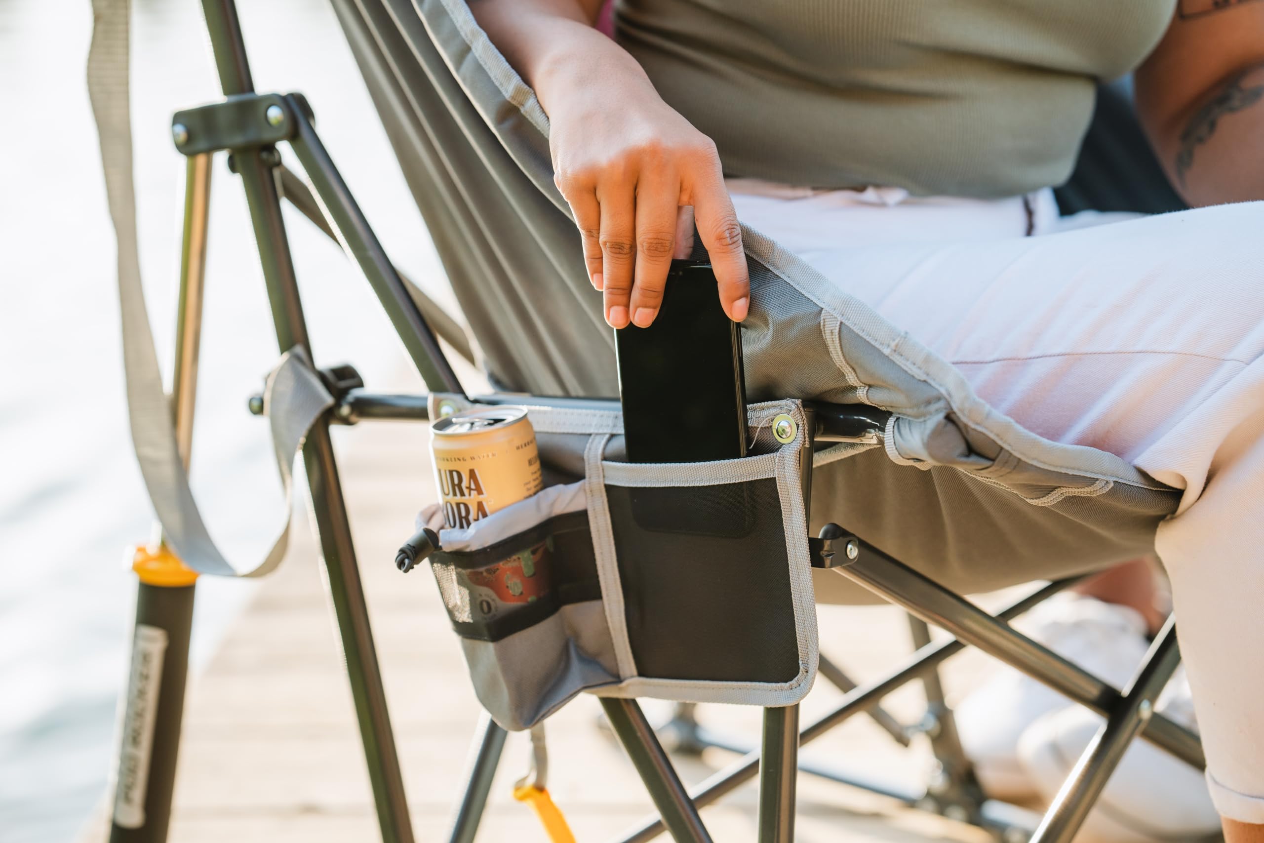 GCI Outdoor MaxRelax Pod Rocker - Portable Folding Rocking Chair for Camping, Beach, Patio & Backyard - Lightweight & Comfortable Outdoor Lounge Chair (Red)